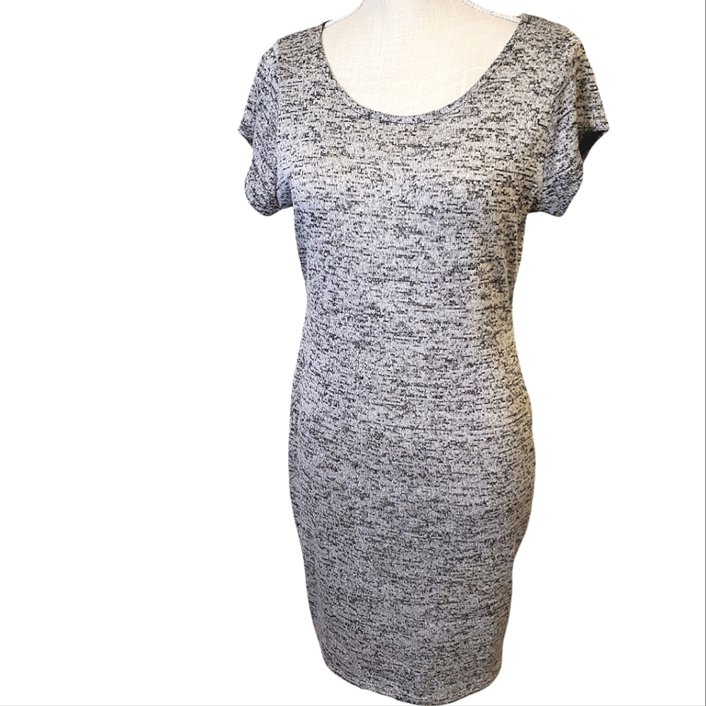 BLUSH | Women's heathered-gray side-zipper dress. Size 1X.